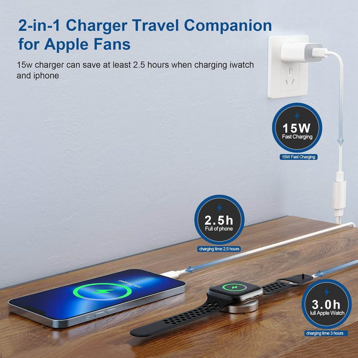 Cargador de Apple Watch, Cargador Rápido USB C 2 en 1