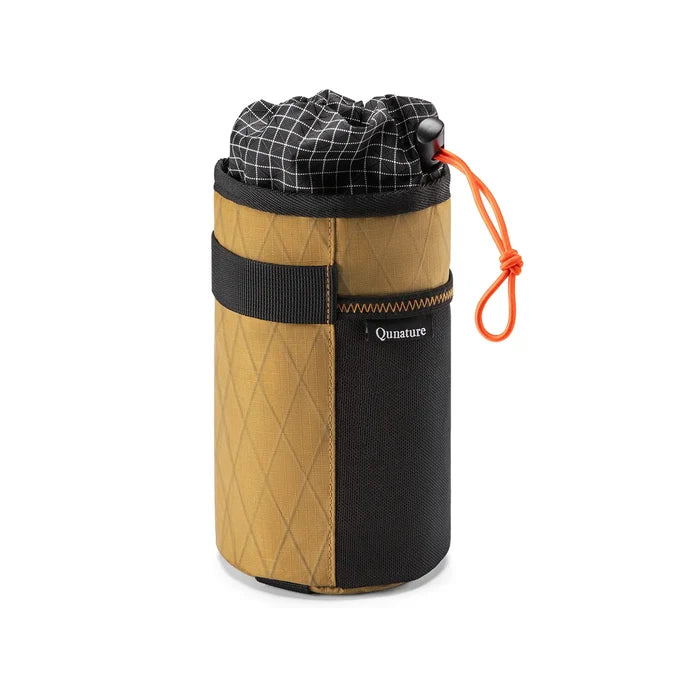 A khaki water bottle bag with a drawstring that can be tied to the bicycle#color_Khaki