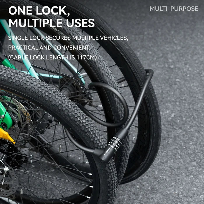 Combination Bike Cable Lock with Key Backup
