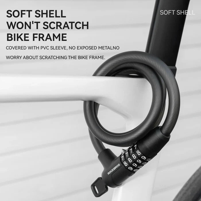 Combination Bike Cable Lock with Key Backup