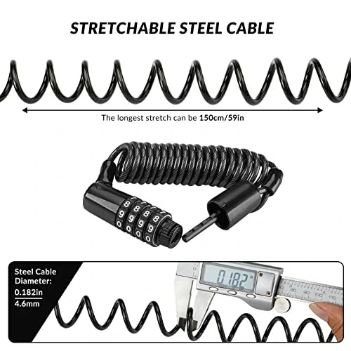 Compact Bike Helmet Lock with Retractable Cable