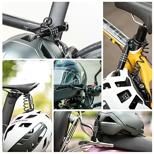Compact Bike Helmet Lock with Retractable Cable