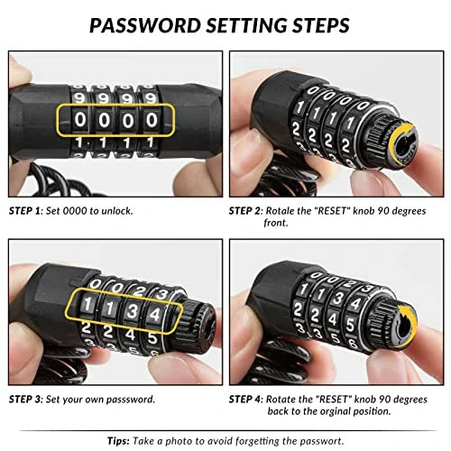 Compact Bike Helmet Lock with Retractable Cable