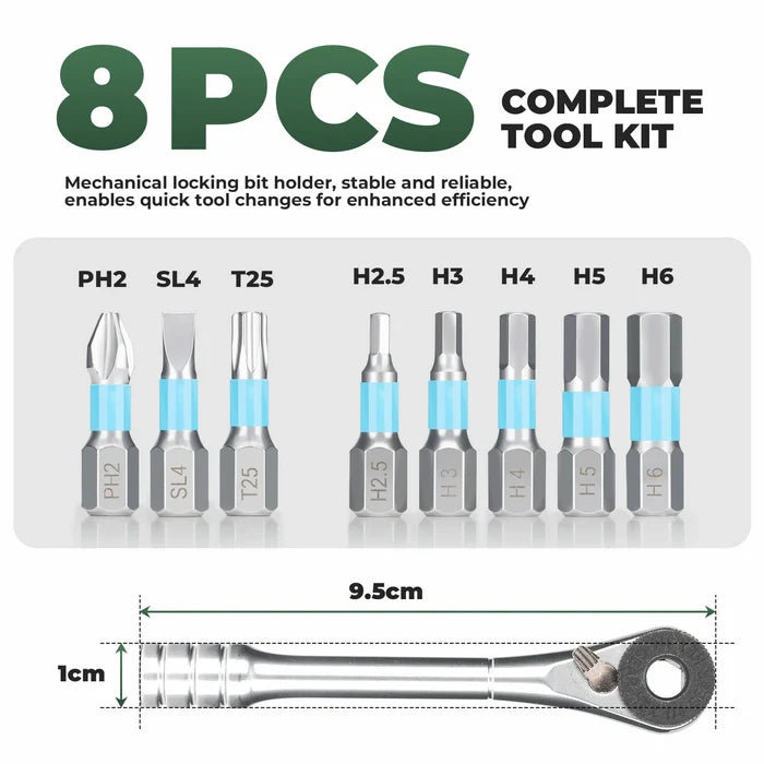 Compact Ratchet Tool Set Lightweight Cycling & Everyday Repair Kit