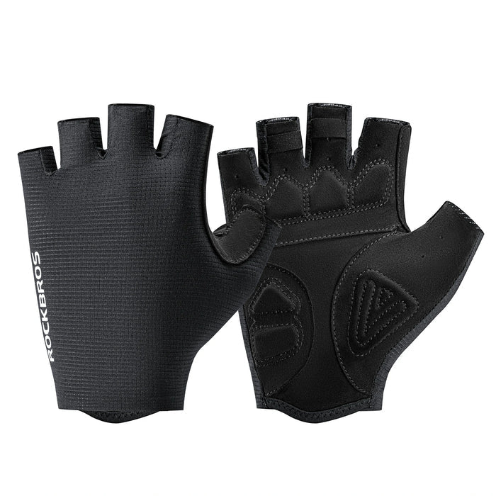 ROCKBROS cycling gloves half finger sbr padded#Color_Black