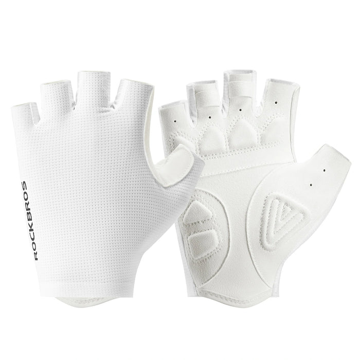 ROCKBROS cycling gloves half finger sbr padded#Color_White