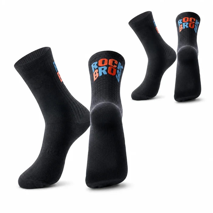 ROCKBROS cycling socks 2 pack quick dry cushioned arch support
#Color_Black - 2 Pack