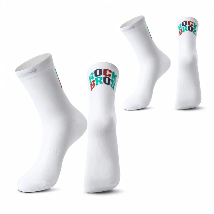 ROCKBROS cycling socks 2 pack quick dry cushioned arch support
#Color_White - 2 Pack