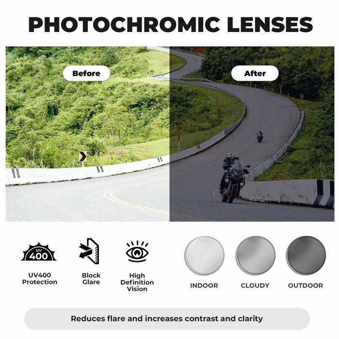 ROCKBROS cycling sunglasses photochromic polarized uv400
#Type_Photochromic Lenses-Clear