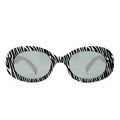 Dazed Zebra Vintage White Female Oval Sunglasses | Aire