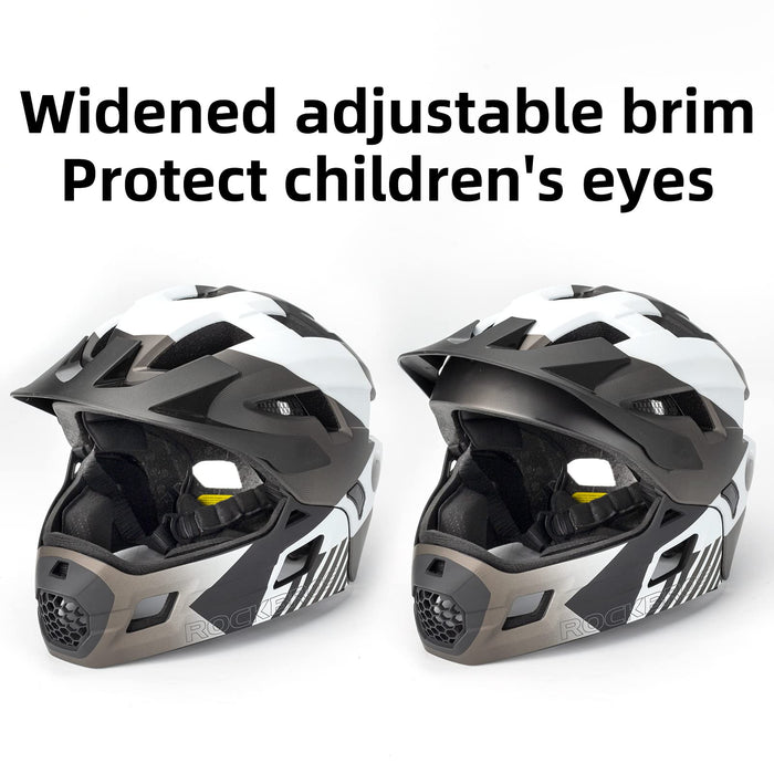 ROCKBROS Kids Helmet Safety Full Face Helmet for BMX MTB & Skateboard #Color_Titanium
