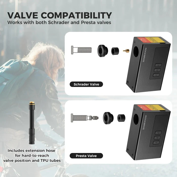 tiny electric bike pump with pressure gauge max 120 psi