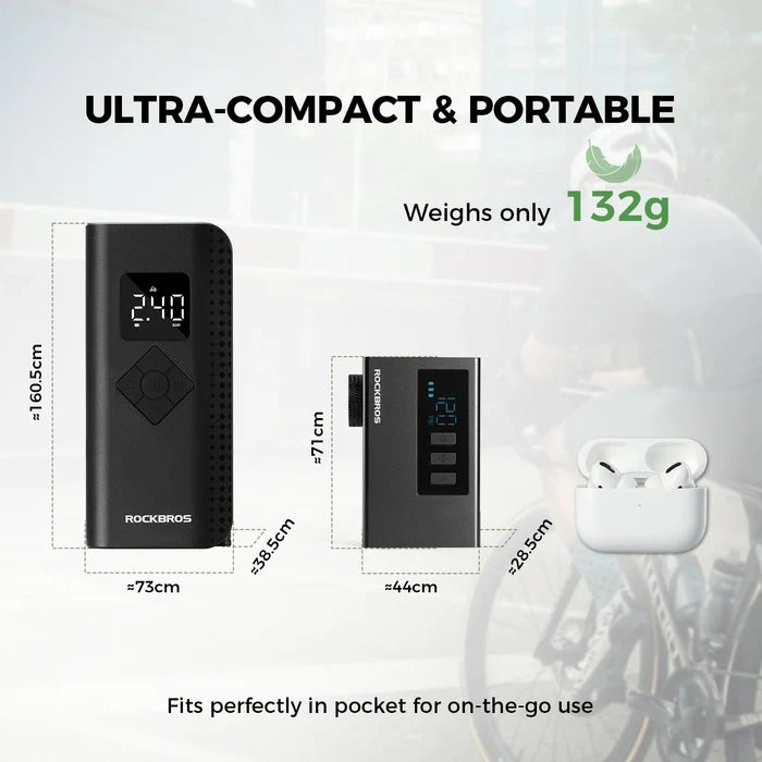 tiny electric bike pump with pressure gauge max 120 psi