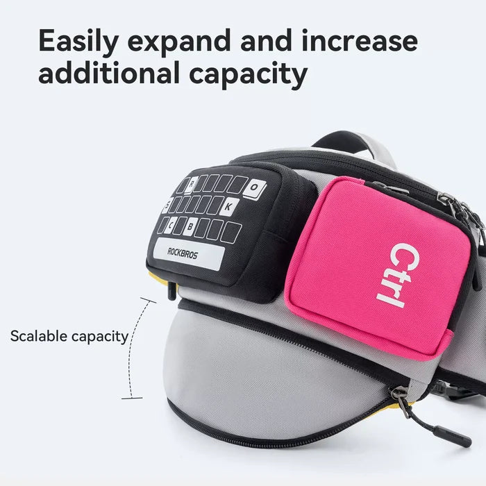 Expandable cycling and motorbike waist bag detail#Color_Black / Neon Yellow