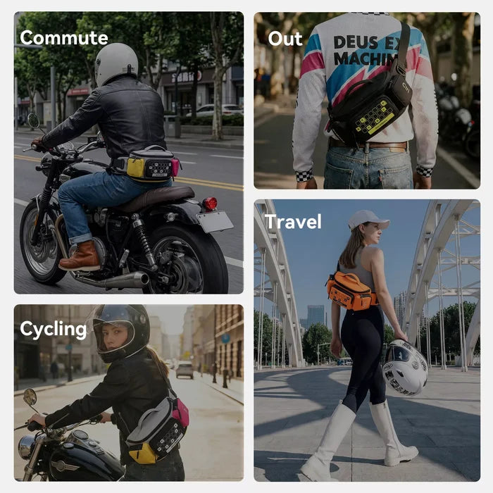 Expandable cycling and motorbike waist bag detail#Color_Black / Neon Yellow