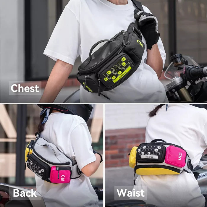 Expandable cycling and motorbike waist bag detail#Color_Black / Neon Yellow