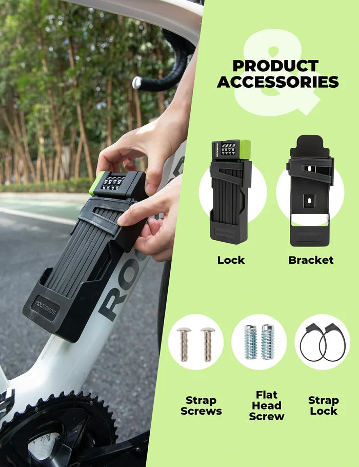 ROCKBROS folding bike lock combination waterproof anti theft 120cm