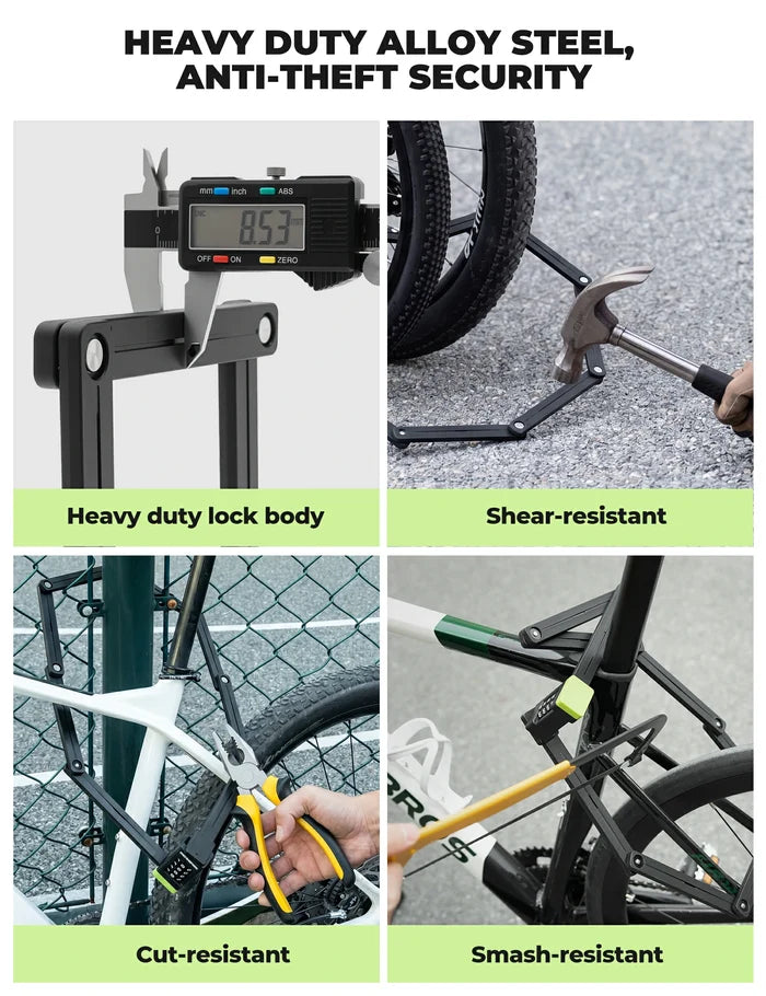 ROCKBROS folding bike lock combination waterproof anti theft 120cm