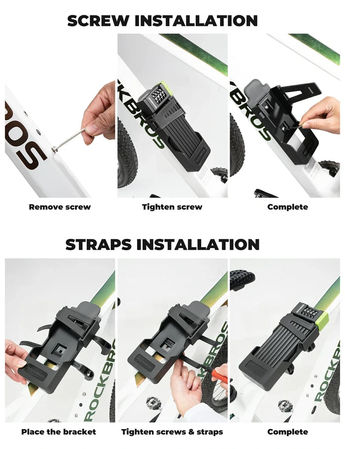 ROCKBROS folding bike lock combination waterproof anti theft 120cm
