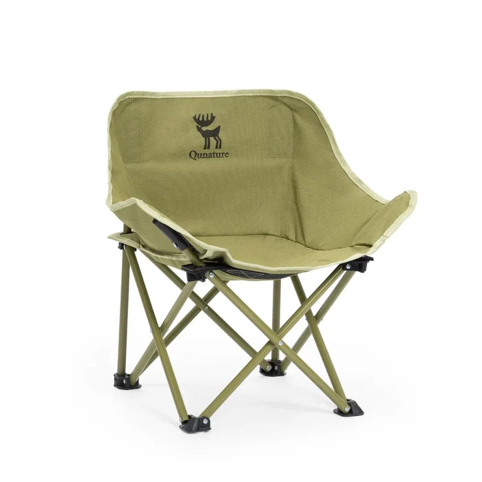 Green camping chair with a brand logo on a white background#color_green