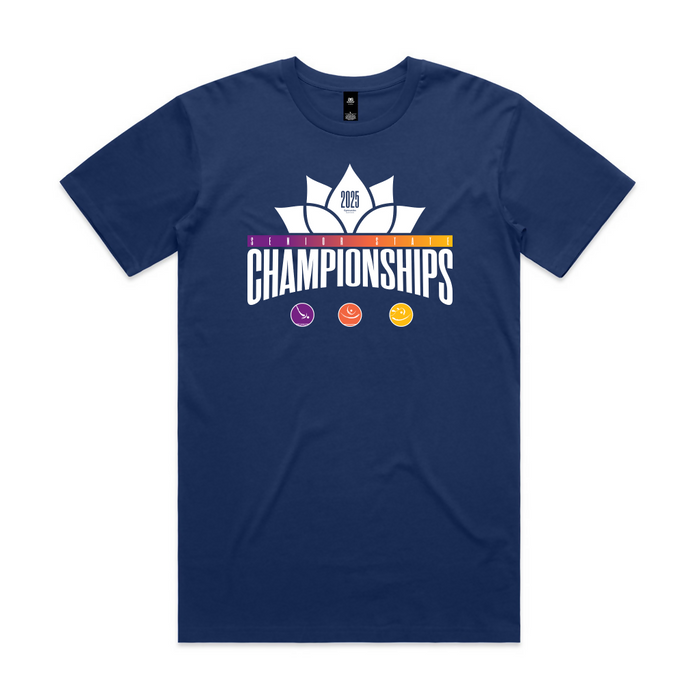 gymnastics qld blue tee front