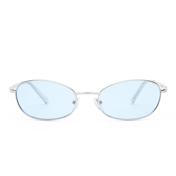 High Beam Silver Clear Uni-Sex Oval Sunglasses | Aire