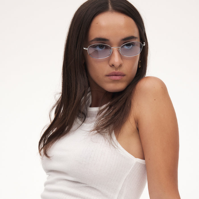 High Beam Silver Clear Uni-Sex Oval Sunglasses | Aire