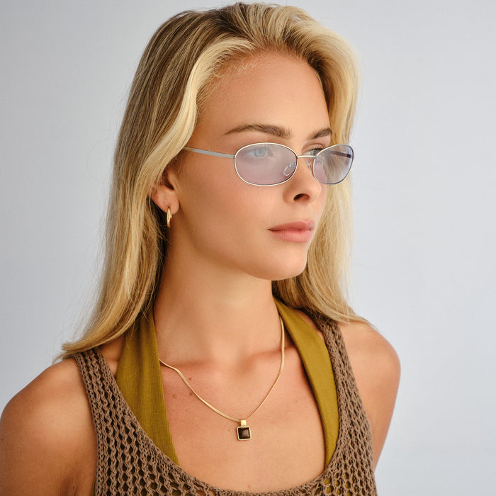 High Beam Silver Clear Uni-Sex Oval Sunglasses | Aire