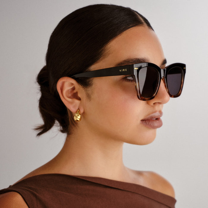 Intergalactic Black Tort Splice Female Square Sunglasses | Aire
