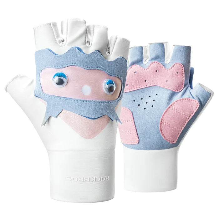 Kids Lightweight Cycling Gloves with Palm Protection#Color_Baby Blue