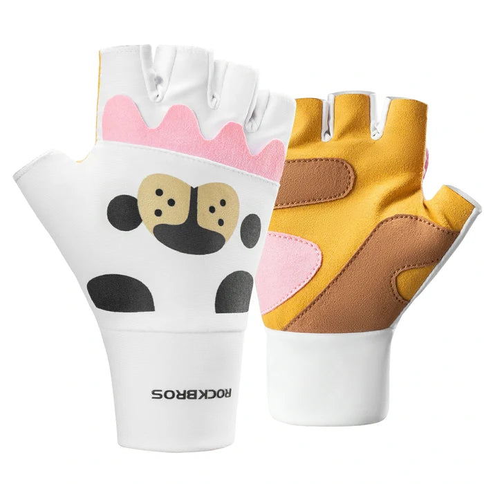 Kids Lightweight Cycling Gloves with Palm Protection#Color_Brown