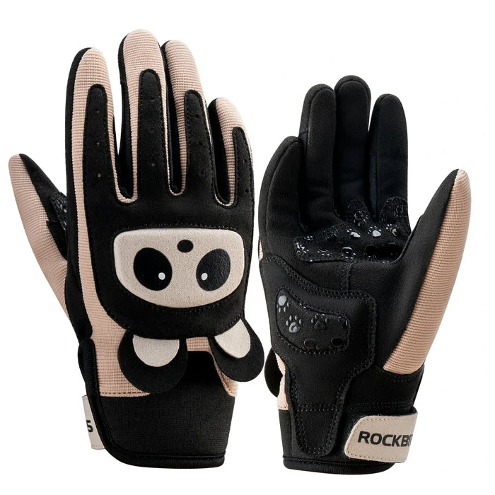 Kids winter full finger bike gloves in black, designed for children #Color_Black