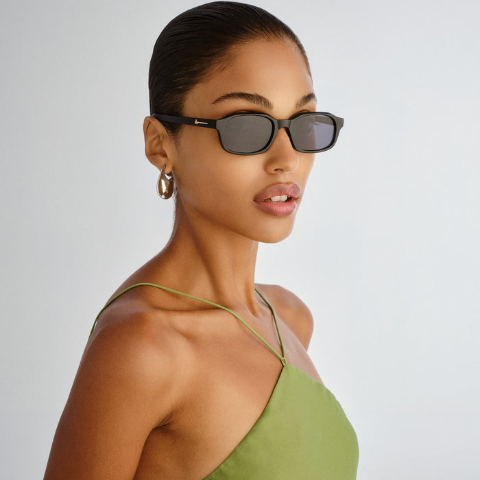 Kinetic Matte Black Uni-Sex Rectangle Sunglasses | Aire