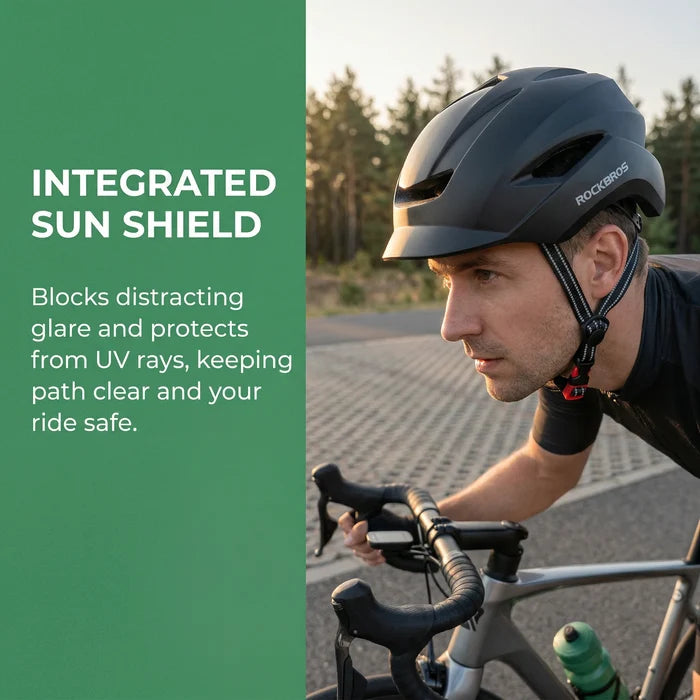 Lightweight Commuter Cycling Helmet with Sun Visor & Adjustable Fit