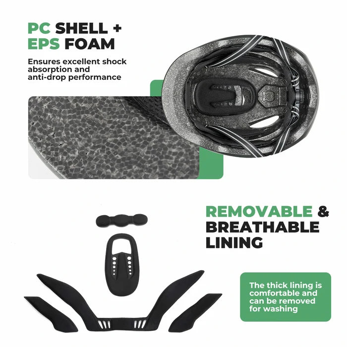 Lightweight Commuter Cycling Helmet with Sun Visor & Adjustable Fit