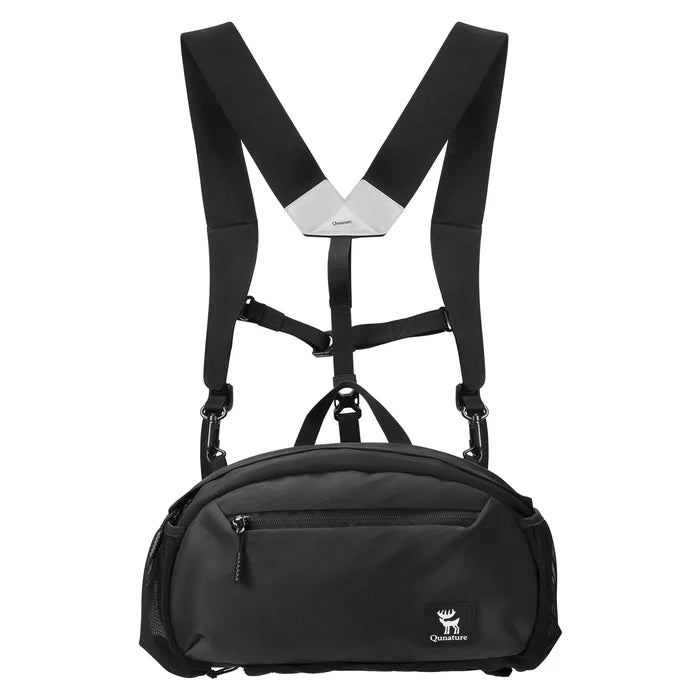 Black crossbody bag with adjustable straps on a white background#Color_Black