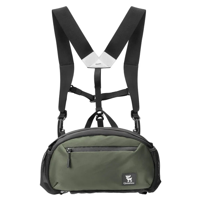 Green and black crossbody bag with adjustable straps on a white background#Color_green
