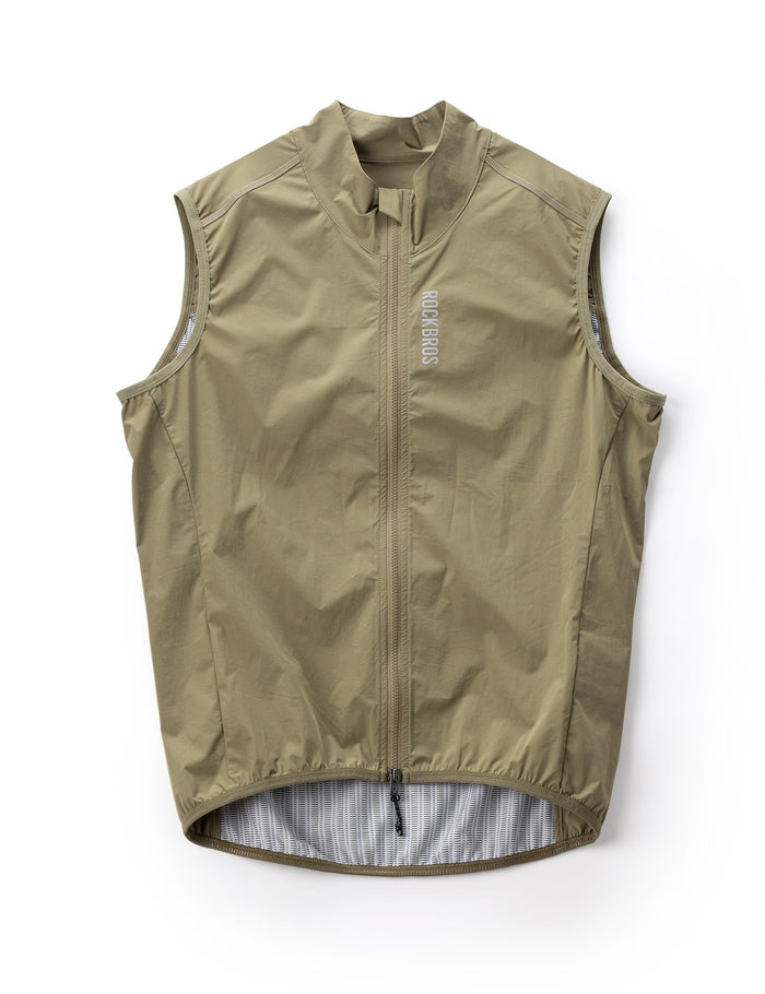 Windproof cycling gilet front view#Color_Khaki