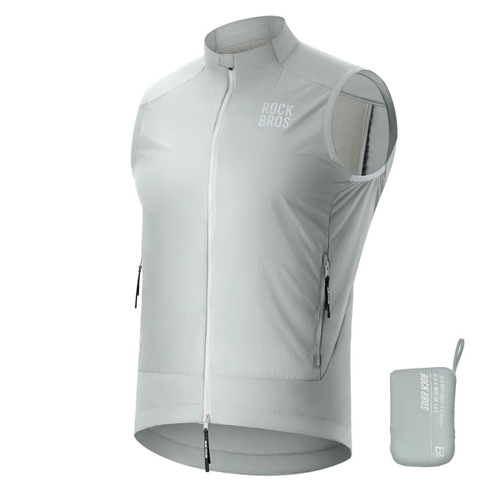 ROCKBROS windproof cycling gilet front view#Color_Grey-white