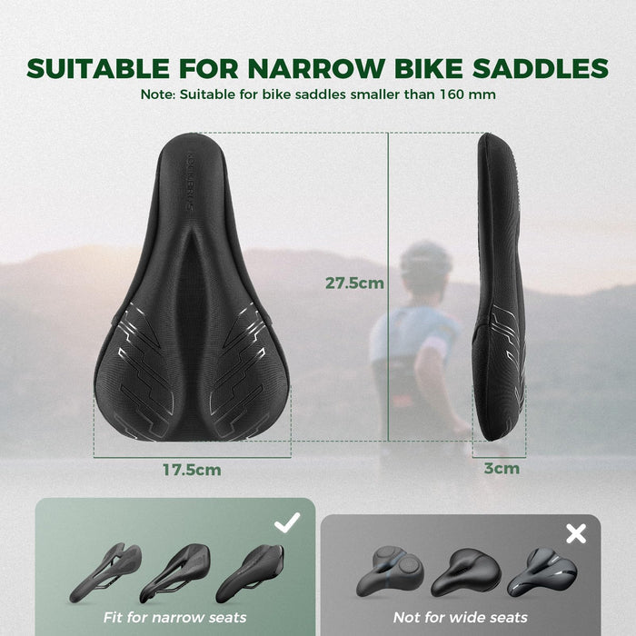 Memory foam bike saddle cover detail view