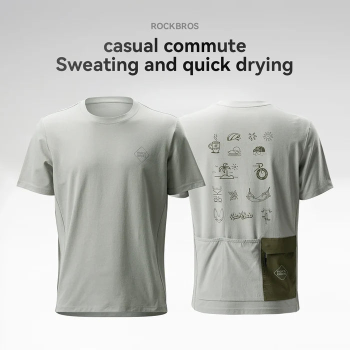 Men's Casual Cycling Jersey with Mesh Panels & Rear Pockets