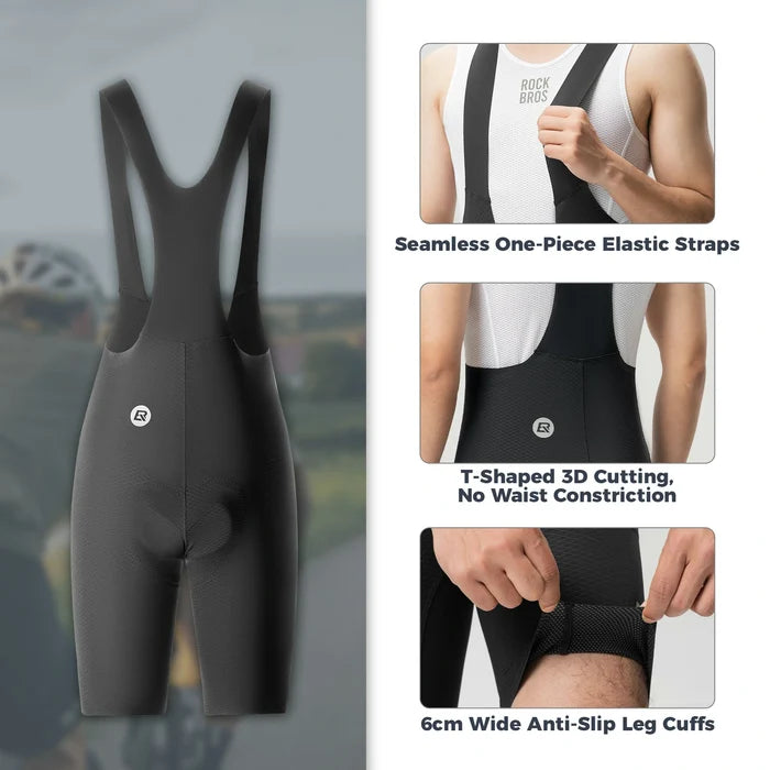 ROCKBROS mens cycling bib shorts featuring rockbros logo