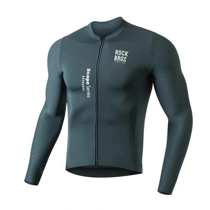 ROCKBROS mens cycling jersey long sleeve charcoal grey