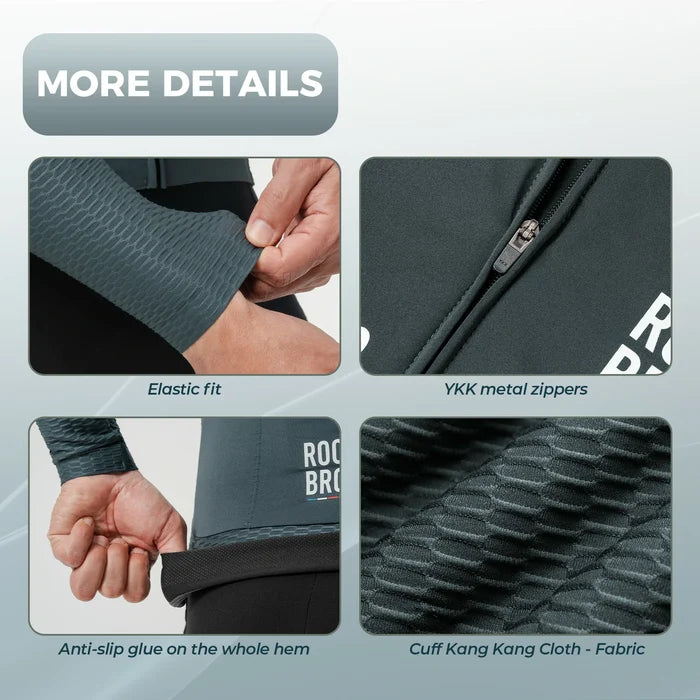 ROCKBROS mens cycling jersey long sleeve charcoal grey