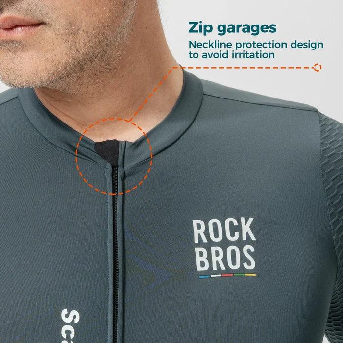 ROCKBROS mens cycling jersey long sleeve charcoal grey