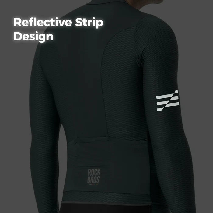 ROCKBROS mens cycling jersey long sleeve charcoal grey