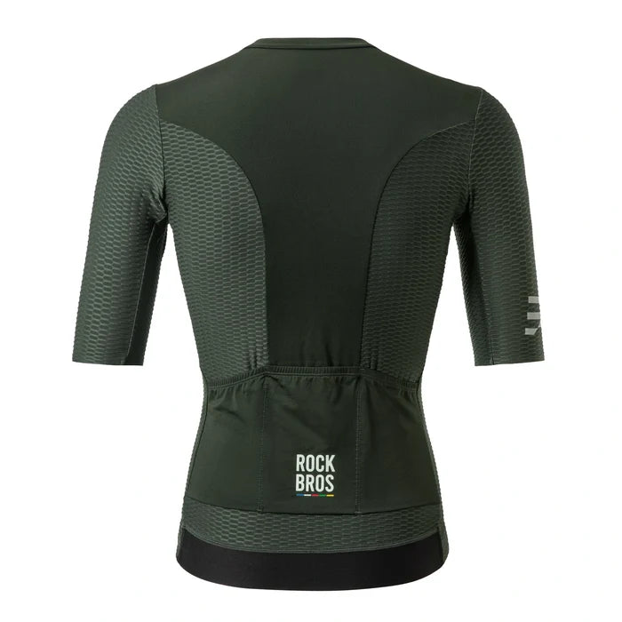 ROCKBROS mens cycling jersey short sleeve dark sage green