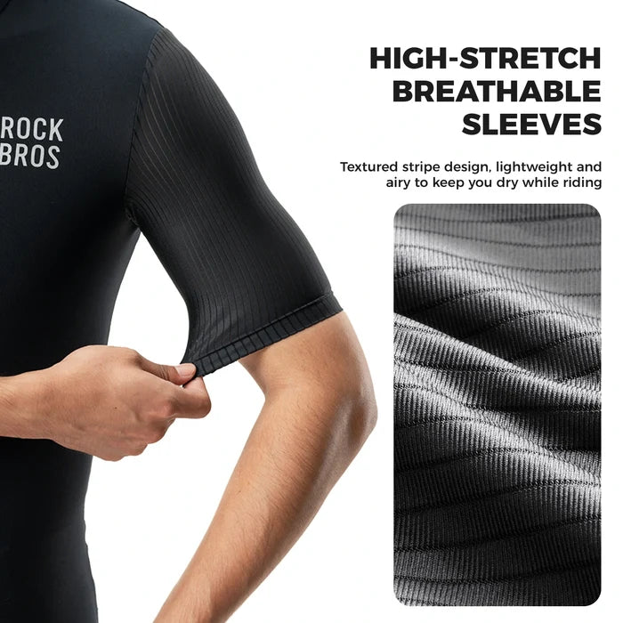 Men’s Cycling Jersey Short Sleeve Road Bike Jersey#Color_black