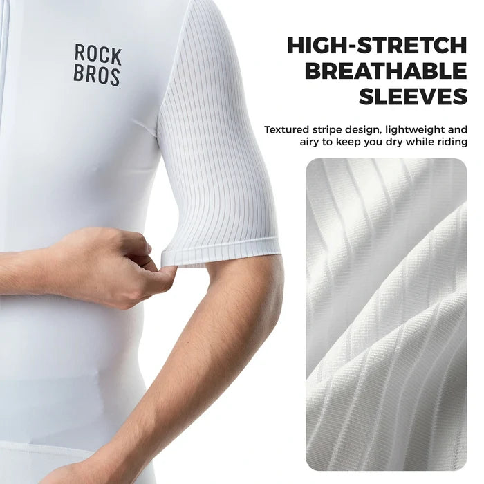 Men’s Cycling Jersey Short Sleeve Road Bike Jersey#Color_White