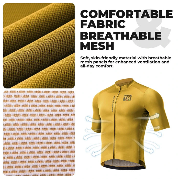 Men’s Lightweight Cycling Jersey with Rear Pockets & YKK Zip#Color_yellow